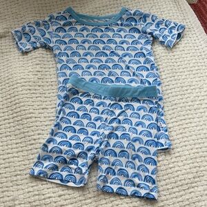 Little Sleepies Blue Rainbow Print Short Sleeve Pajama Set